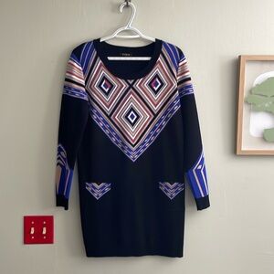 Yuka long sleeve geometric print knit dress S